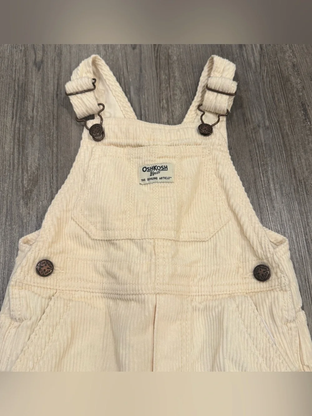 OshKosh B’gosh Vestbak Overalls 3T Cream Ivory Corduroy Bib Toddler Kids